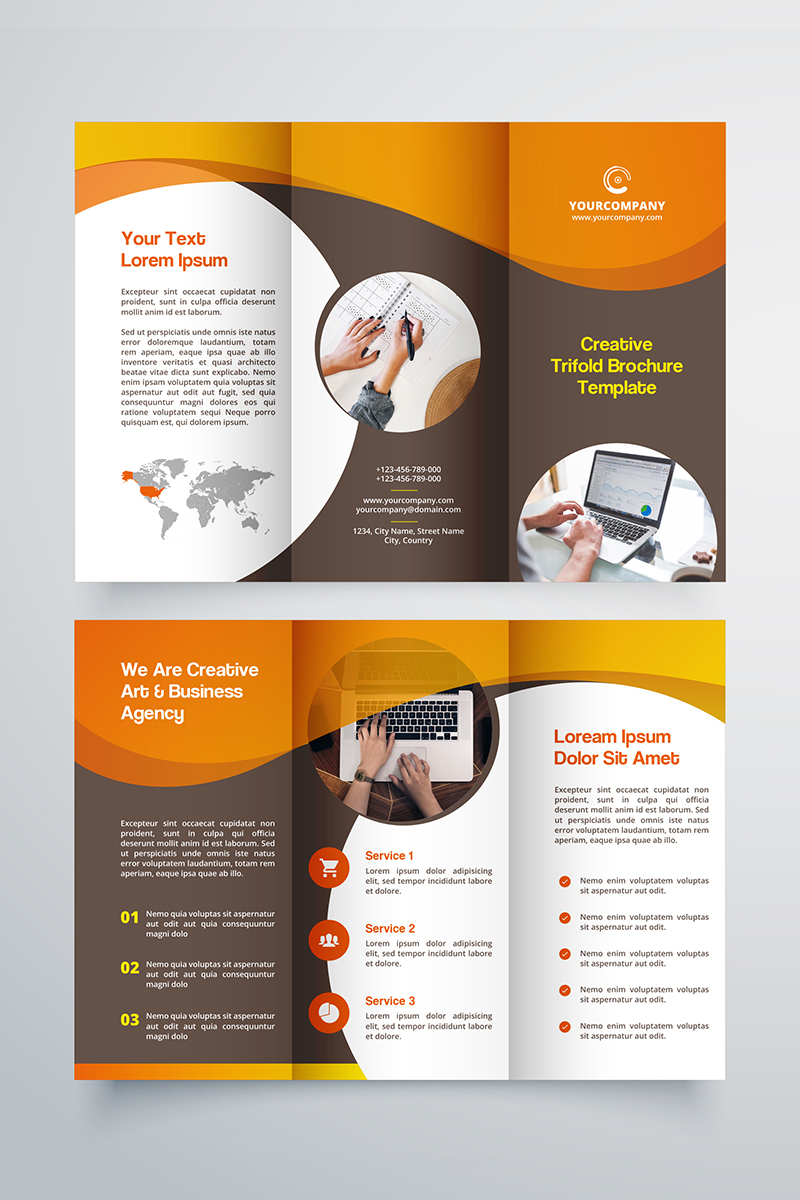 creative trifold brochure template 2 color styles free easy brochure templates